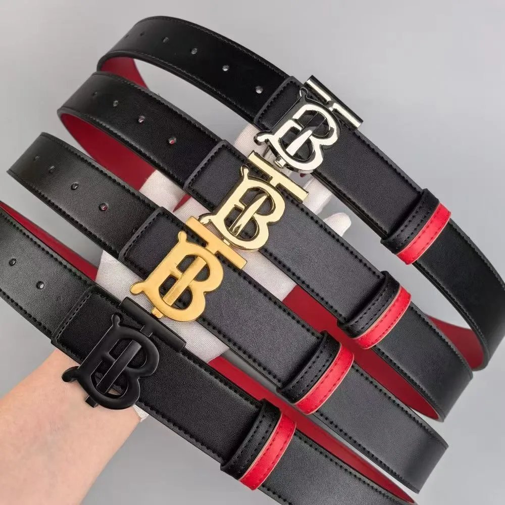 【DX33-1】双面牛皮腰带男女同款黑红撞色皮带